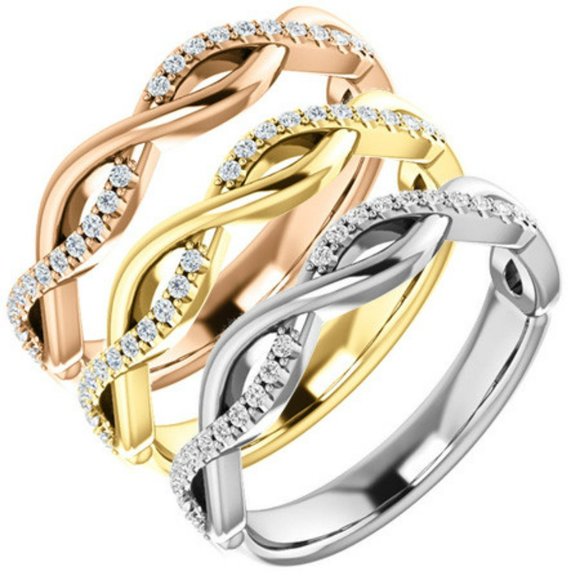 0.13Ct Infinity Round Cut Moissanite Stackable Band In 14k18k Gold - Picture 7 of 7